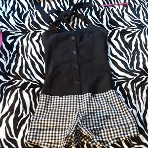 Black & White checkered halter top Romper